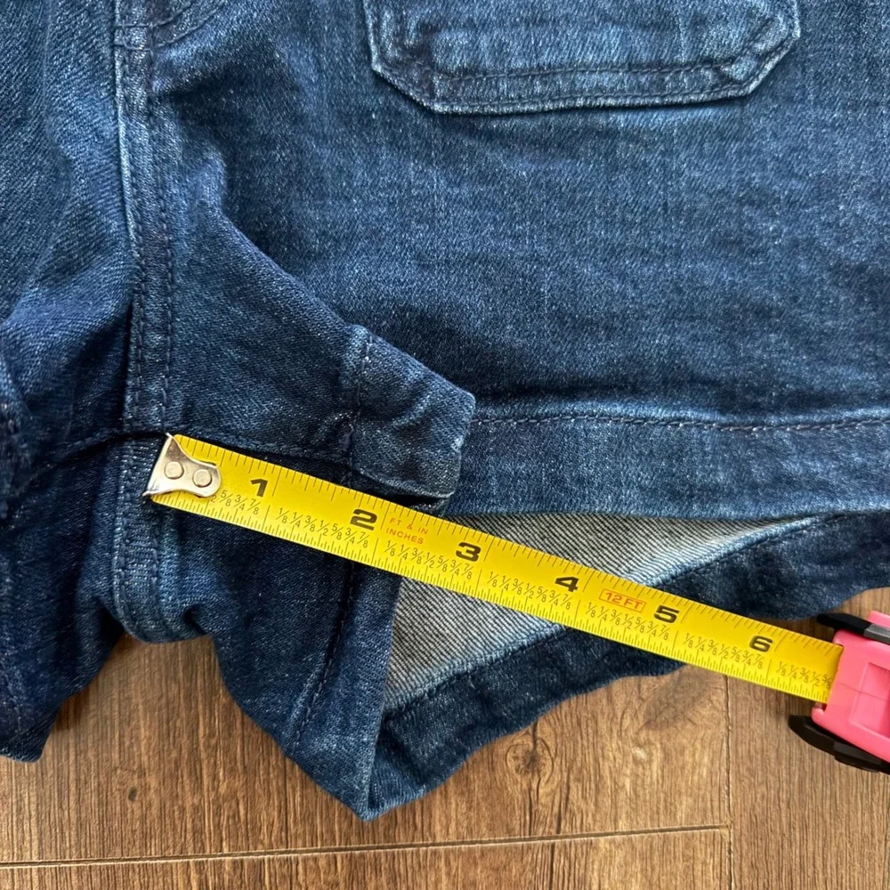 Old Navy Denim Shorts Womens 10 Dark Blue High Rise Button Fly Patch Pocket